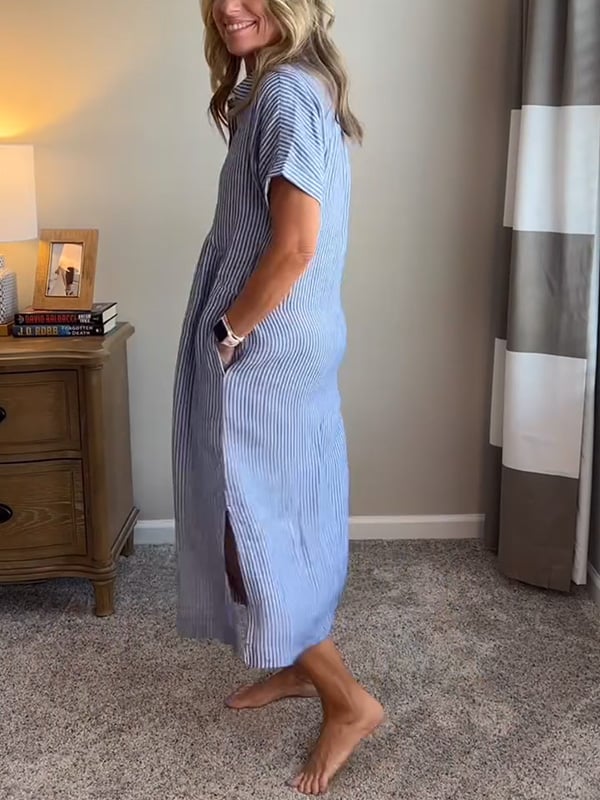 Wilma™ | Stripete skjortekjole med tidløs eleganse