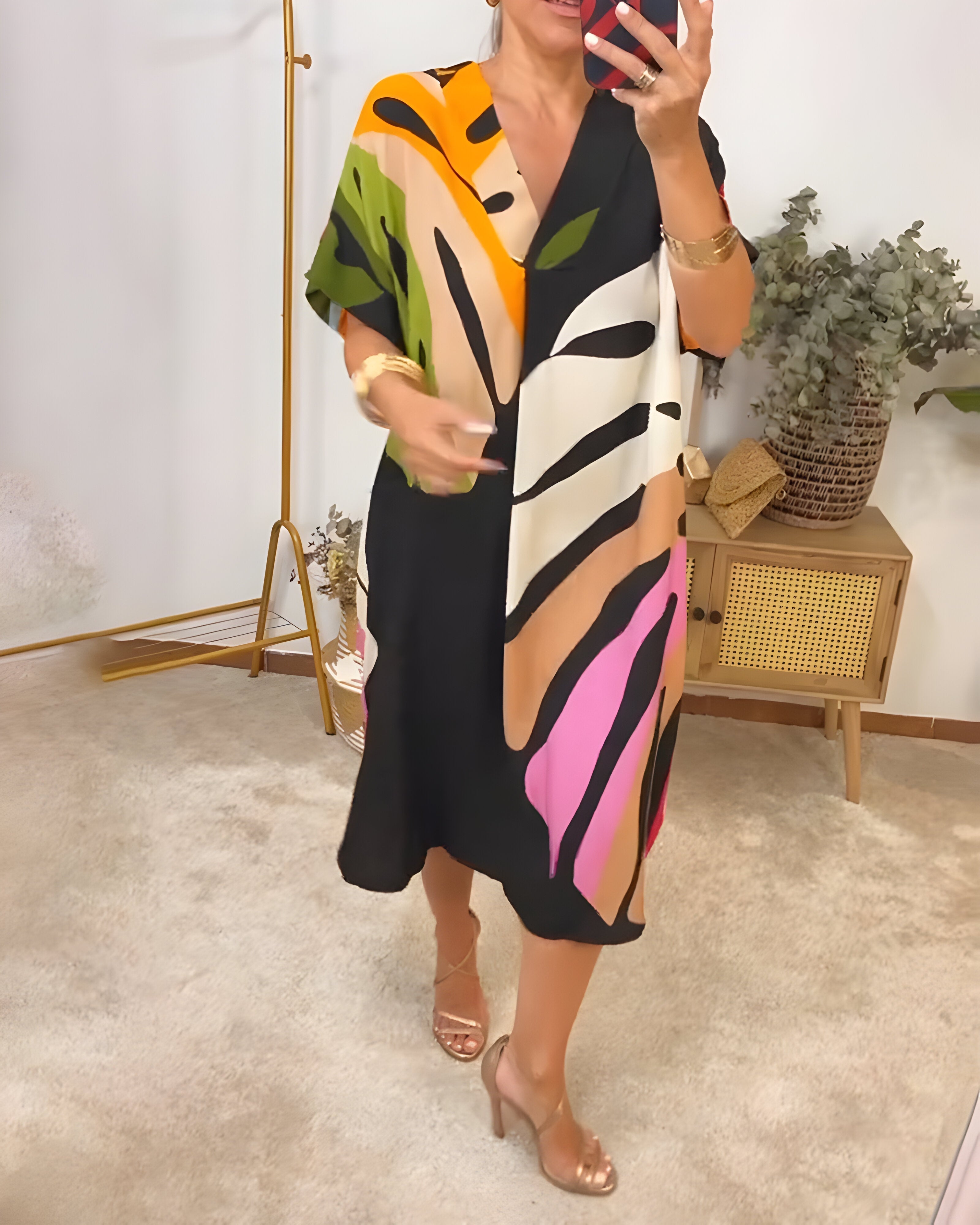 Tuva™ | Ibiza-inspirert sommerkjole med bladmotiv