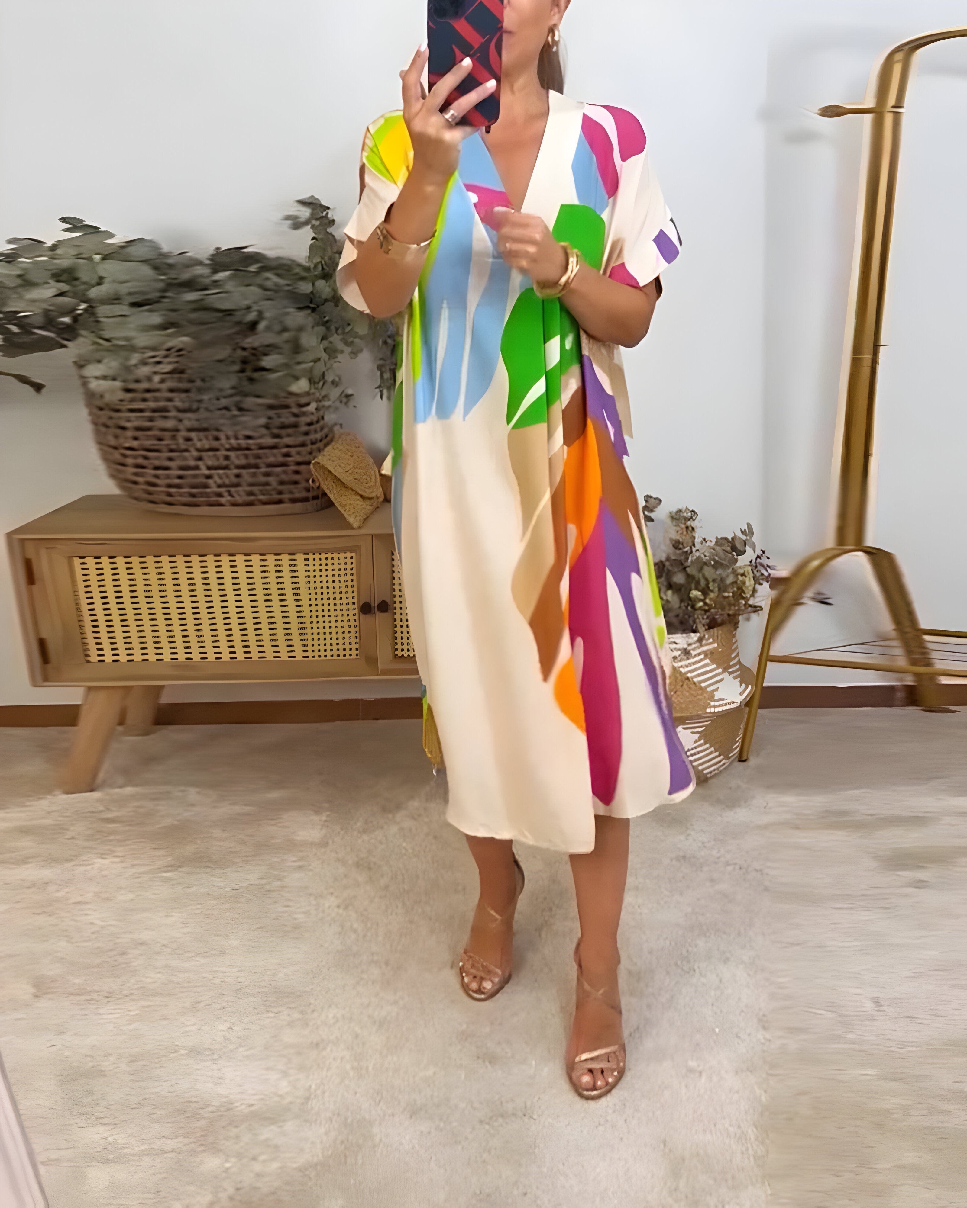 Tuva™ | Ibiza-inspirert sommerkjole med bladmotiv