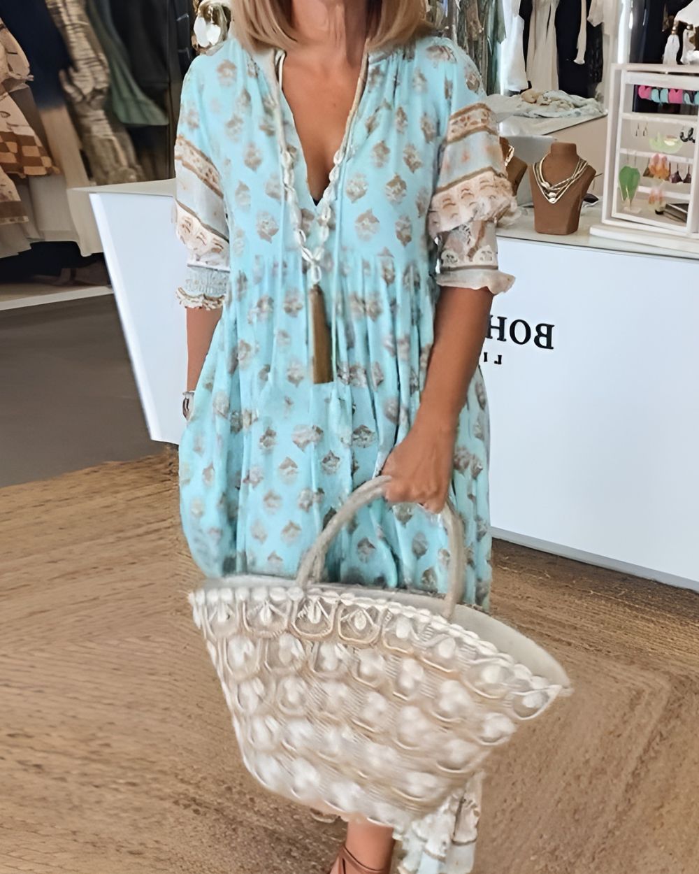 Carin™ | Avslappet Kjole med Trykk