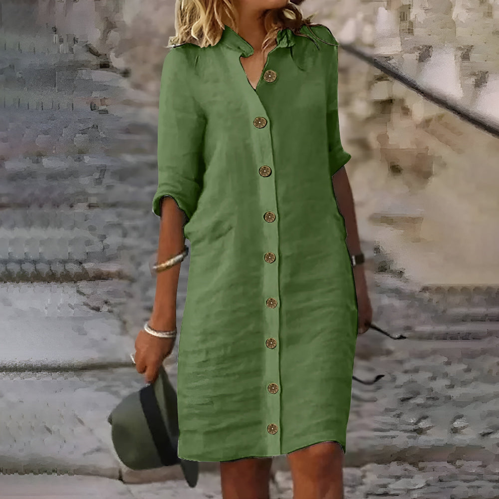 Bea™ | Casual Midi-Skjortekjole