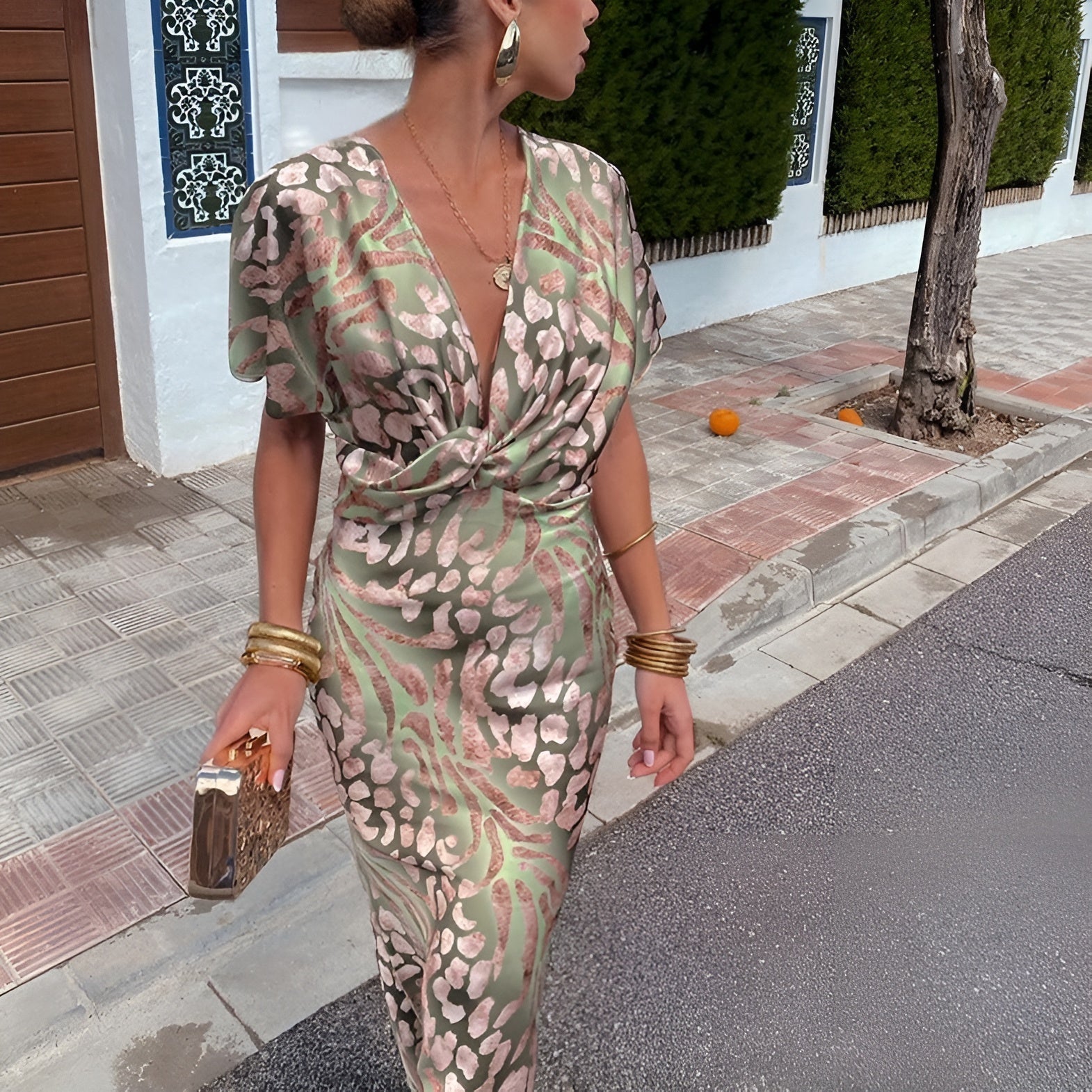 Mariëlle™ | Lang Kjole med Vridde V-hals