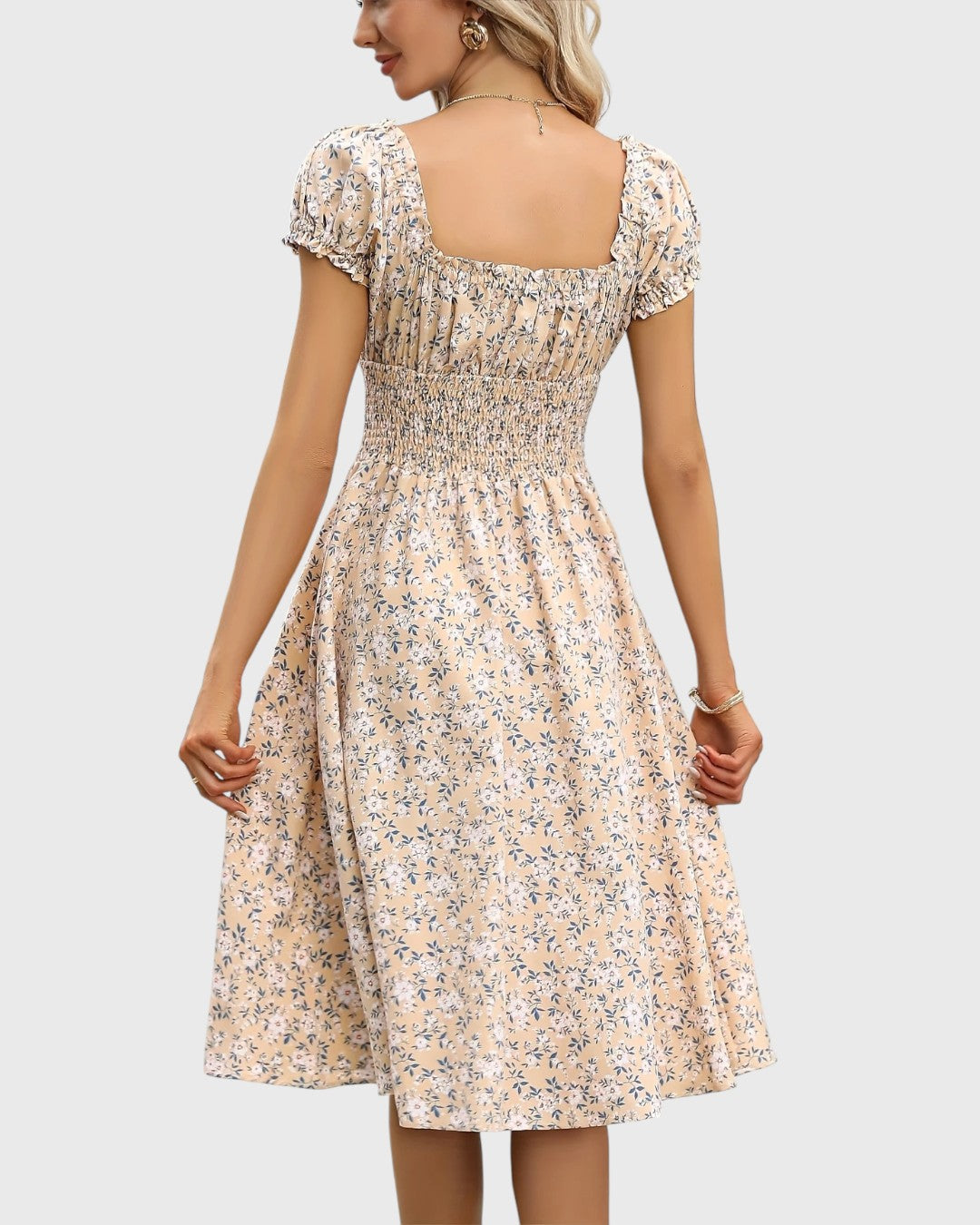 Noor™ | Blomstrete Kjole med Pufferm