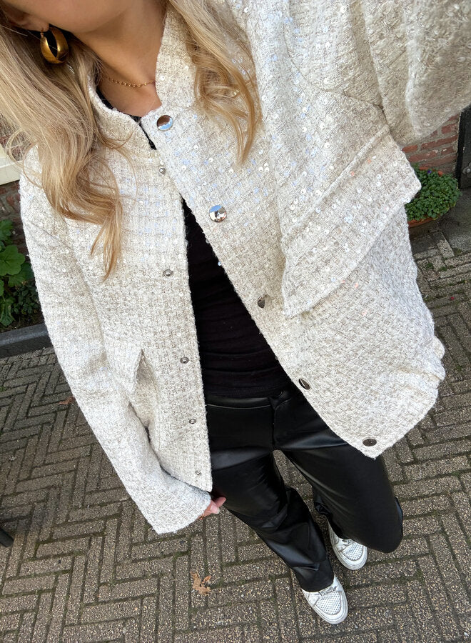 Mila™ | Glitterjakke Beige
