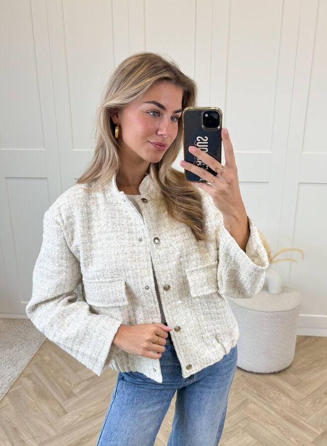 Mila™ | Glitterjakke Beige
