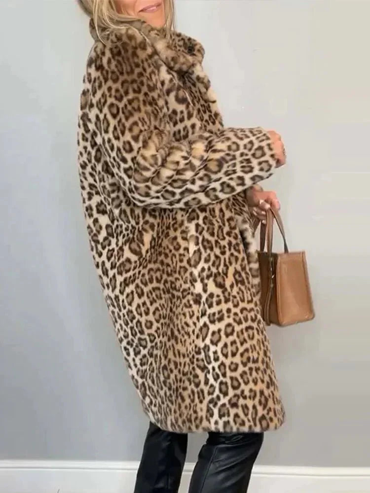 Lisbet™ | Lang myk kappa med leopardmønster