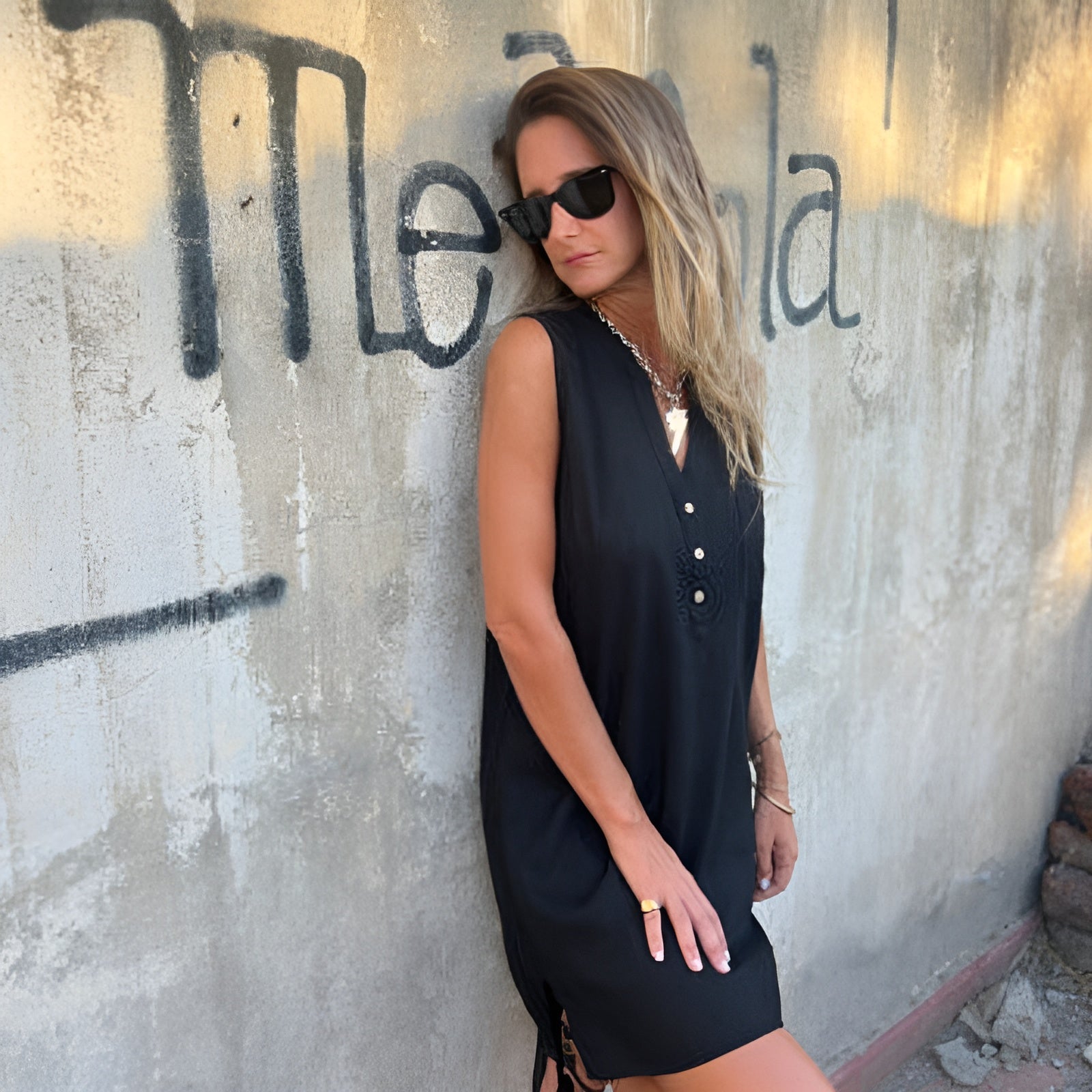 Pernilla™ | V-hals Uten Ermer Kjole