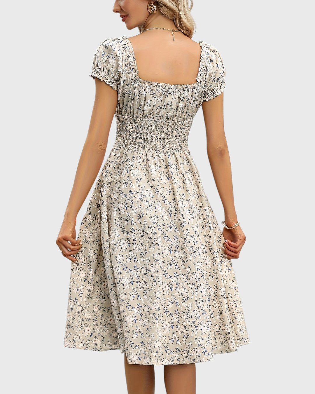 Noor™ | Blomstrete Kjole med Pufferm