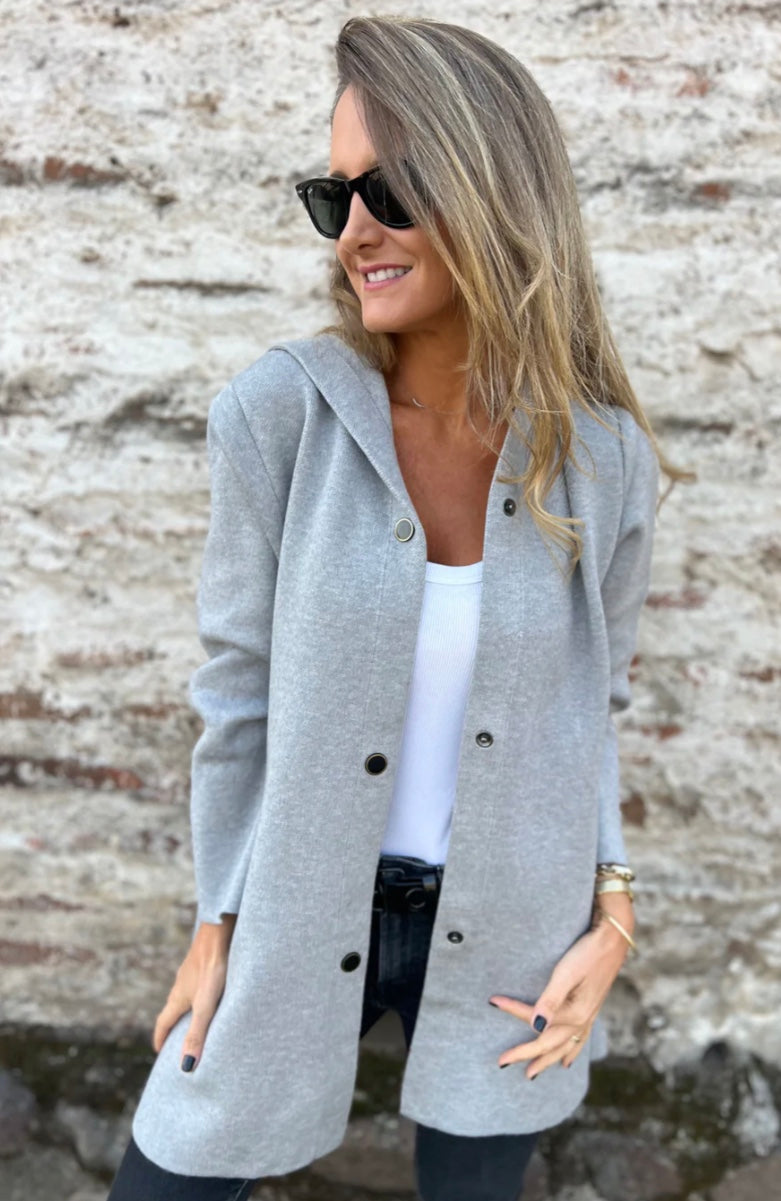 Majken™ | Casual cardigan med hette og knapping