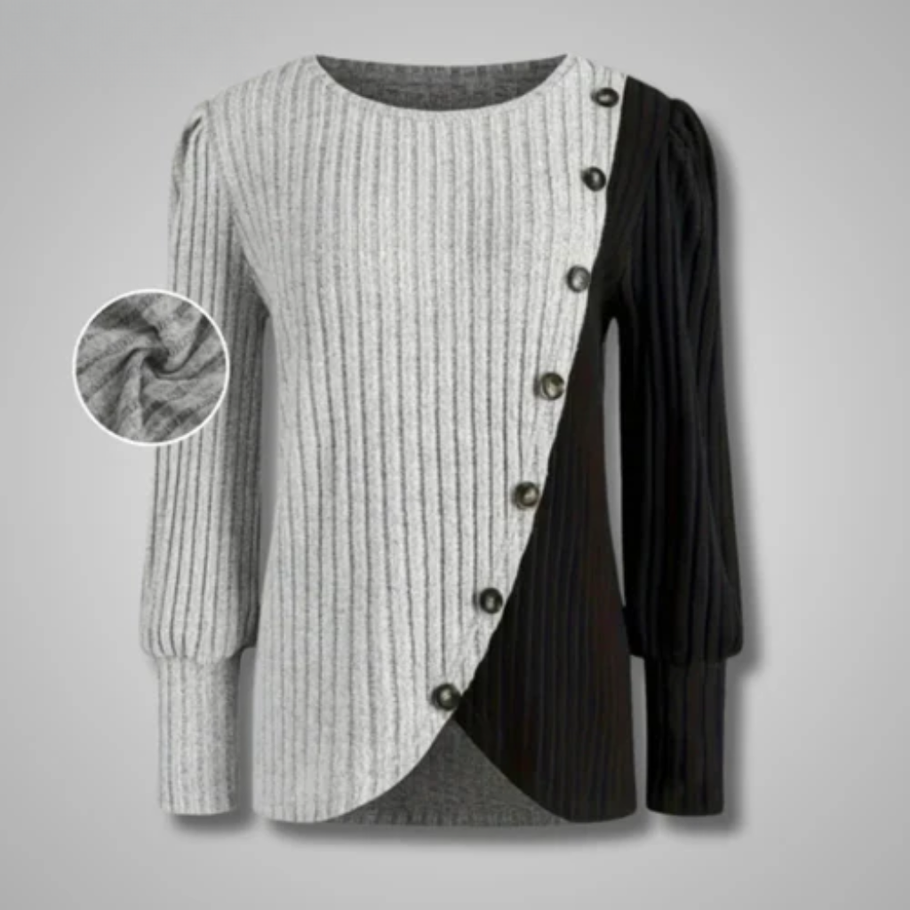 Sofia™ | Elegantne kootud kampsun kaunite nööbidetailidega