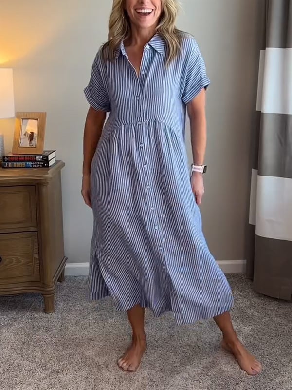 Wilma™ | Stripete skjortekjole med tidløs eleganse