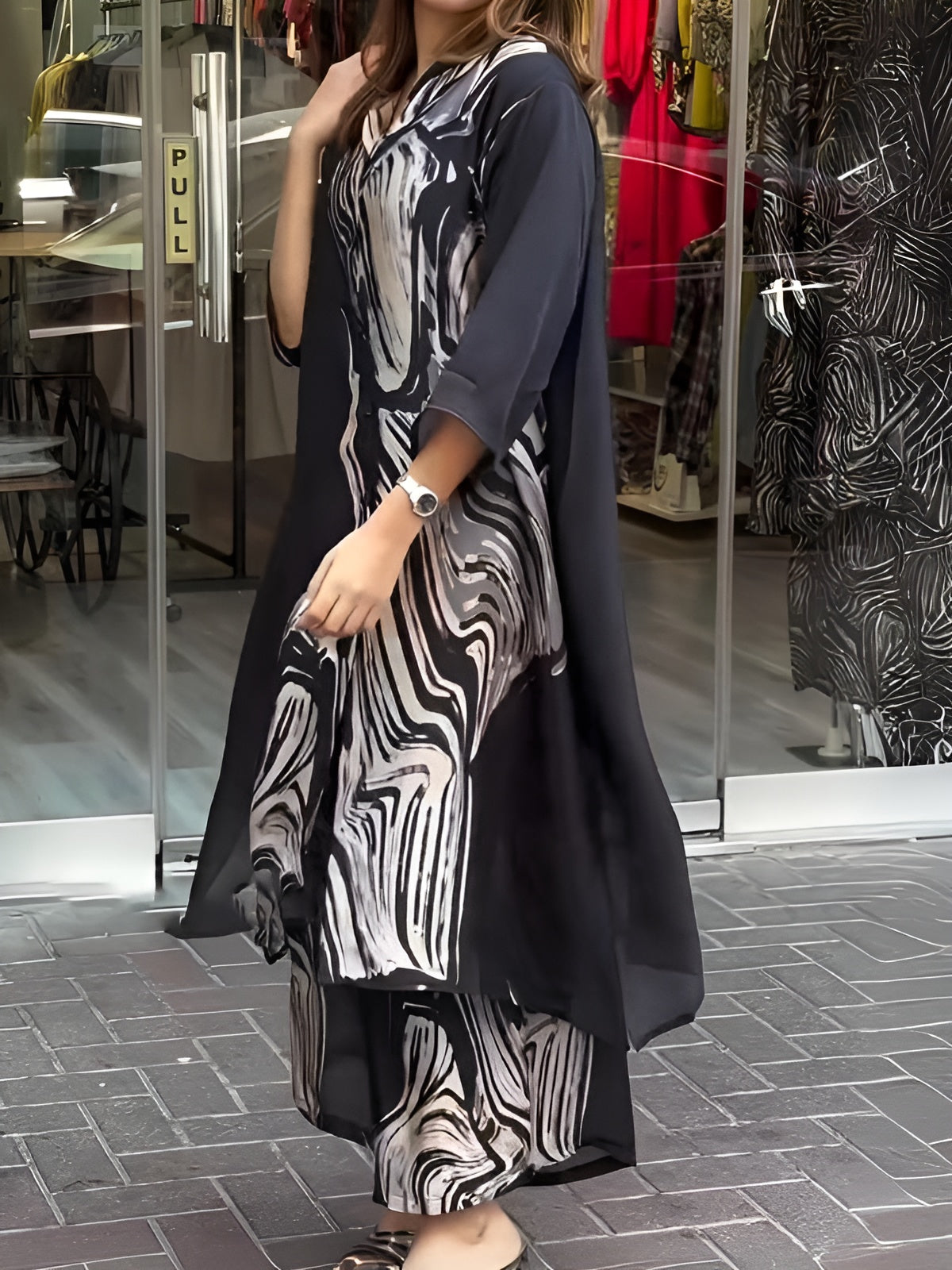 Åsa™ | Lapel Button Print Svart Set